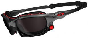 Oakley Wind Jacket, pictured here in 'Ducati' colors. The clear frame and clear 