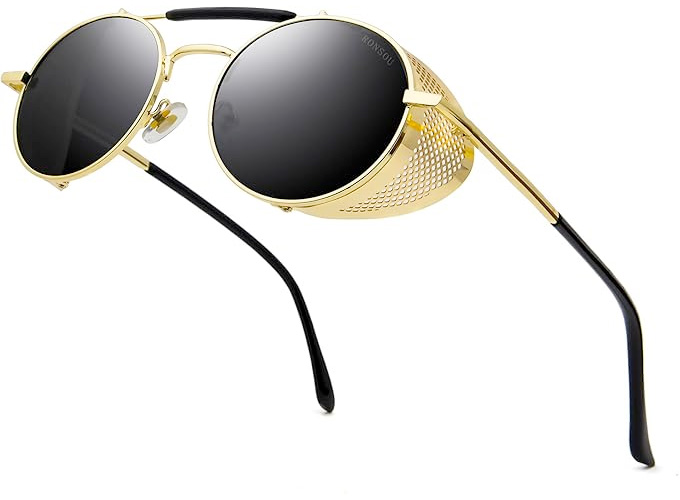 side shield gold sunglasses