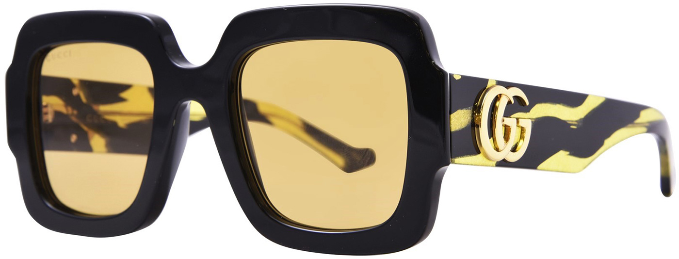 Gucci GG1547S 004 Black Yellow Pattern Brown