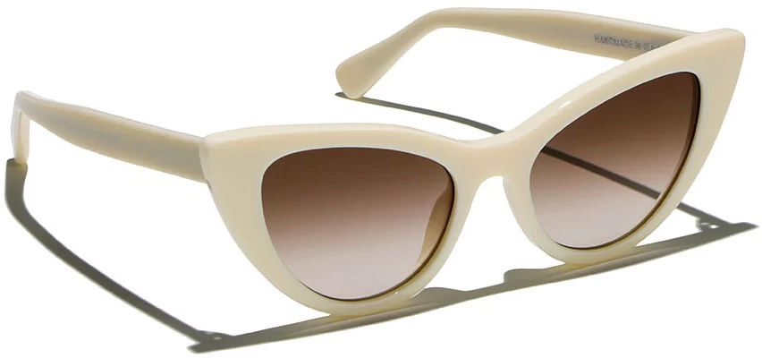 LGR Orchid Bold white cat eye sunglasses brown gradient lens