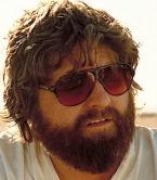 Zach Galifianakis wearing BluBlocker sunglasses on a publicity still of the movi