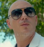 Pitbull with the gold frame / black leather Gucci 2887 sunglasses in the music video Fun