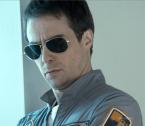 Sam Rockwell wearing the Ray-Ban 3362 Aviator in Moon