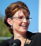 Sarah Palin with her Kazuo Kawasaki by Italee 704 eyeglasses at a rally in Elon