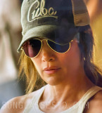 Jennifer Lopez wears gold Randolph Concorde aviator sunglasses in The Mother (2023).