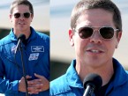 Bob Behnken wears Randolph Engineering Aviator sunglasses during press conferences about the Crew Dragon Demo-2 launch in May 2020.