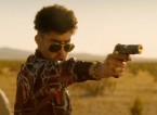 Bad Bunny as The Wolf wears Ray-Ban RB3138 Shooter Aviator sunglasses in Bullet Train.