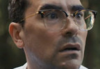 Dan Levy wears Ray-Ban RX7216 New Clubmaster eyeglasses in the series Big Mistakes (2026).