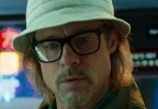 Brad Pitt wears black eyeglasses in Bullet Train, possibly by Armani but this not yet confirmed.