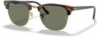Ray-Ban RB3016 Clubmaster Classic, Polished Tortoise On Gold, Green Lenses