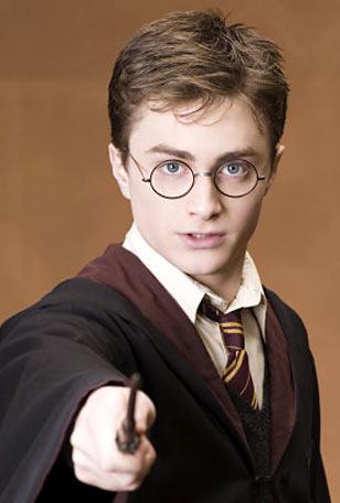 Daniel Radcliffe wearing the glasses in the movie Harry Potter and the Order of 