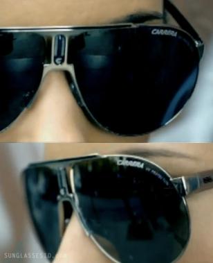 Extreme close-ups of the Carrera Panamerika 1 sunglasses in the music video of A