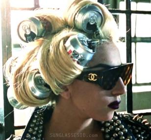 Lady Gaga wearing Chanel sunglasses in the music video Telephone