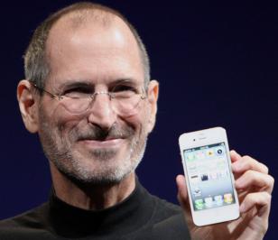 Steve Jobs shows off the white iPhone 4 at the 2010 Worldwide Developers Confere