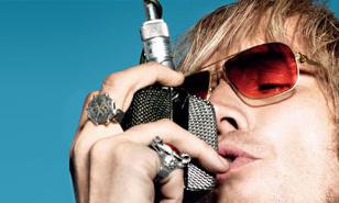Rhys Ifans wearing Mykita Rolf on a promotional photo for The Boat That Rocked
