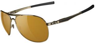 Oakley Plaintiff, polished gold/matte black frame, with bronze lenses