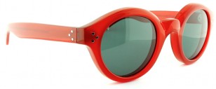 Old Focals Architect sunglasses, red frame, green UV lenses