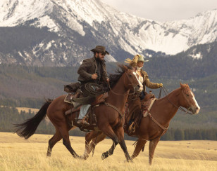 Cole Hauser as Rip Wheeler wears Oliver Peoples Clifton glasses in Dutton Ranch (2026).