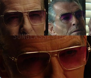It's hard to see if the Oliver Peoples Clifton frame worn by Pierce Brosnan in urge is gold or silver color