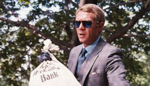 Steve McQueen wearing Persol 0714 - Havana frame with blue lenses - in The Thomas Crown Affair
