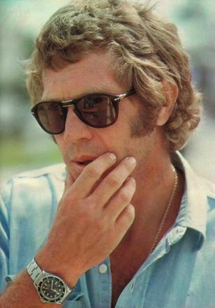 Steve McQueen wearing Persol 0714 Havana frame with Polarized Brown lenses and a