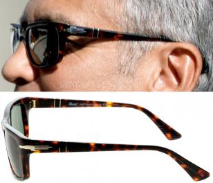 The special Phoenix Arrow on the Persol 3074 worn by George Clooney can clearly be seen in this photo. This arrow is a special version of the classic Persol arrow.