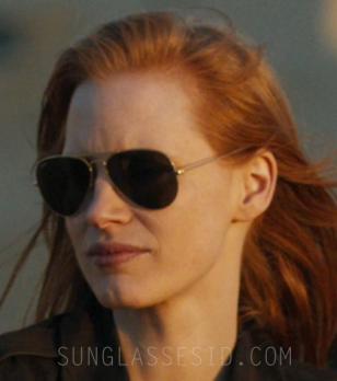 Jessica Chastain, as Maya wears Ray-Ban Aviator sunglasses in the military thril