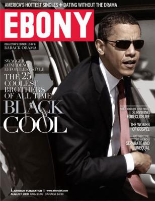 President Barack Obama wearing Ray-Ban 3217 sunglasses, photo on cover of Ebony 