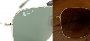 The shape of the hinge and the frame of the Ray-Ban (left) and the movie sunglasses (right) look exactly the same (click to enlarge)