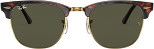 Ray-Ban RB3016 Clubmaster Classic, Polished Tortoise On Gold, Green Lenses