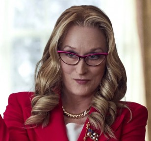 Meryl Streep wears Alain Mikli A02003 Red/Pink/Gray eyeglasses in Don't Look Up.