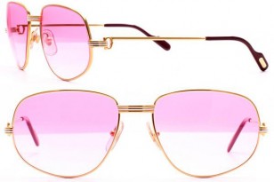 Solid gold Cartier Romance Louis Cartier sunglasses with pink lenses
