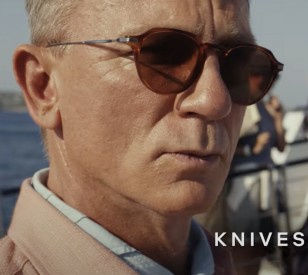 Daniel Craig wears Cutler & Gross 1303-05 Honey Turtle Optical Glasses in the 2022 movie Glass Onion: A Knives Out Mystery.