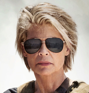 Linda Hamilton as Sarah Connor wears Dolce & Gabbana DG2166 1305 87 sunglasses in Terminator 6: Dark Fate (2019).