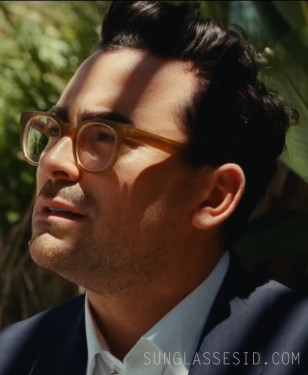 Dan Levy wears brown DL eyeglasses in The Idol (2023).