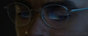 In this close up shot from The Gray Man movie, the logo of the Giorgio Armani eyeglasses has been removed.