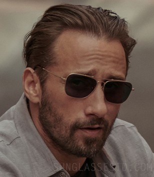 Matthias Schoenaerts wears Gold Aviator Sunglasses in The Old Guard movie.