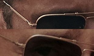 Details of the Gold Aviator Sunglasses in The Old Guard movie.