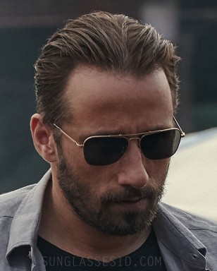 Matthias Schoenaerts wears Gold Aviator Sunglasses in The Old Guard movie.