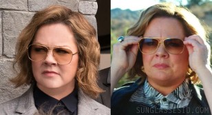 Melissa McCarthy wears gold Matsuda M3011 aviator sunglasses in The Happytime Murders.