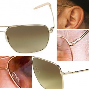 The details for this Oliver Peoples model match up with the sunglasses in the series: note the nose pads, curved arms and arm ends.