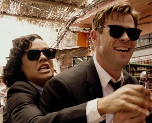 Chris Hemsworth and Tessa Thompson wear Police Origins 1 SPL872 sunglasses in the movie Men In Black: International