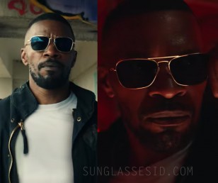 Jamie Foxx in Project Power, wearing gold Randolph Engineering Intruder sunglasses.