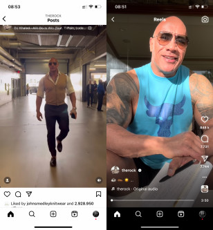 Dwayne 'The Rock' Johnson wears Ray-Ban RB3025 Aviator sunglasses in Instagram Reel videos in May 2023.