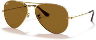 Ray-Ban RB3025 Aviator, polished gold frame, brown lens