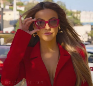 Chrishell Staus wears pink Saint Laurent SL276 Mica cat-eye sunglasses in Season 6 of Selling Sunset.