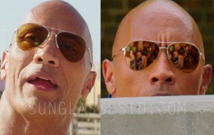 Dwayne Johnson wears a pair of Sama Syd "Bay Elite" gold aviator sunglasses in the Baywatch movie.