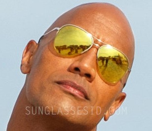 Dwayne Johnson's Sama Syd "Bay Elite" gold aviator sunglasses were created especially for him in the Baywatch movie.