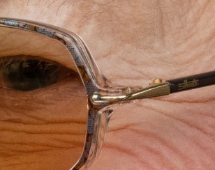 Close-up of the Silhouette glasses worn by the Queen