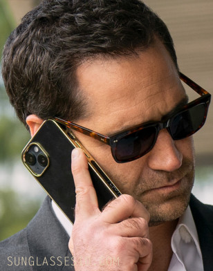 Manuel Garcia-Rulfo wears tortoise shell, rectangle sunglasses in Episode 3 of Season 2 of The Lincoln Lawyer.